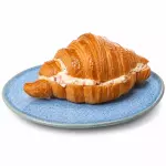 Croissant com queijo e presunto.