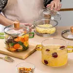 Olla vidrio con asa de bambú