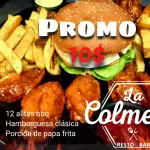 12 alitas + clasica burguer + papas