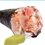 Temaki  misto salmão kani e tilapia