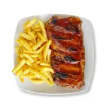 Costillas a la BBQ con papas y arroz