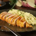 Purê de batata,arroz e filé de frang