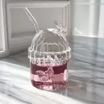 Vaso con tapa y sorbete mariposas