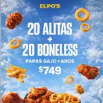 20 Alitas + 20 Boneless +Gajo + Aros