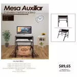 MESA AUXILIAR 2 NIVELES METAL MADERA