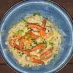 CAMARÃO FLAMBADO COM RISOTO