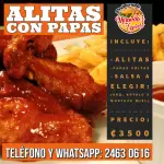 Alitas con Papas