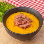 Caldo abóbora carne seca e bacon