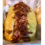 Dois queijos com bacon + batata palh