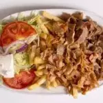 Carne, ensalada, patata