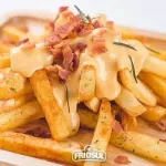 Fritas com mussarela e bacon