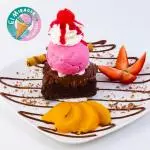 Brownie con helado