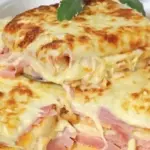queijo e presunto ao molho branco