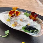 CEVICHE DE PEZ LEON CON CAVIARES