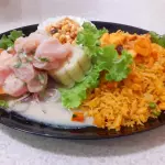 Ceviche con  Arroz con mariscos