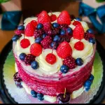 Bolo Branco com Frutas Vermelhas